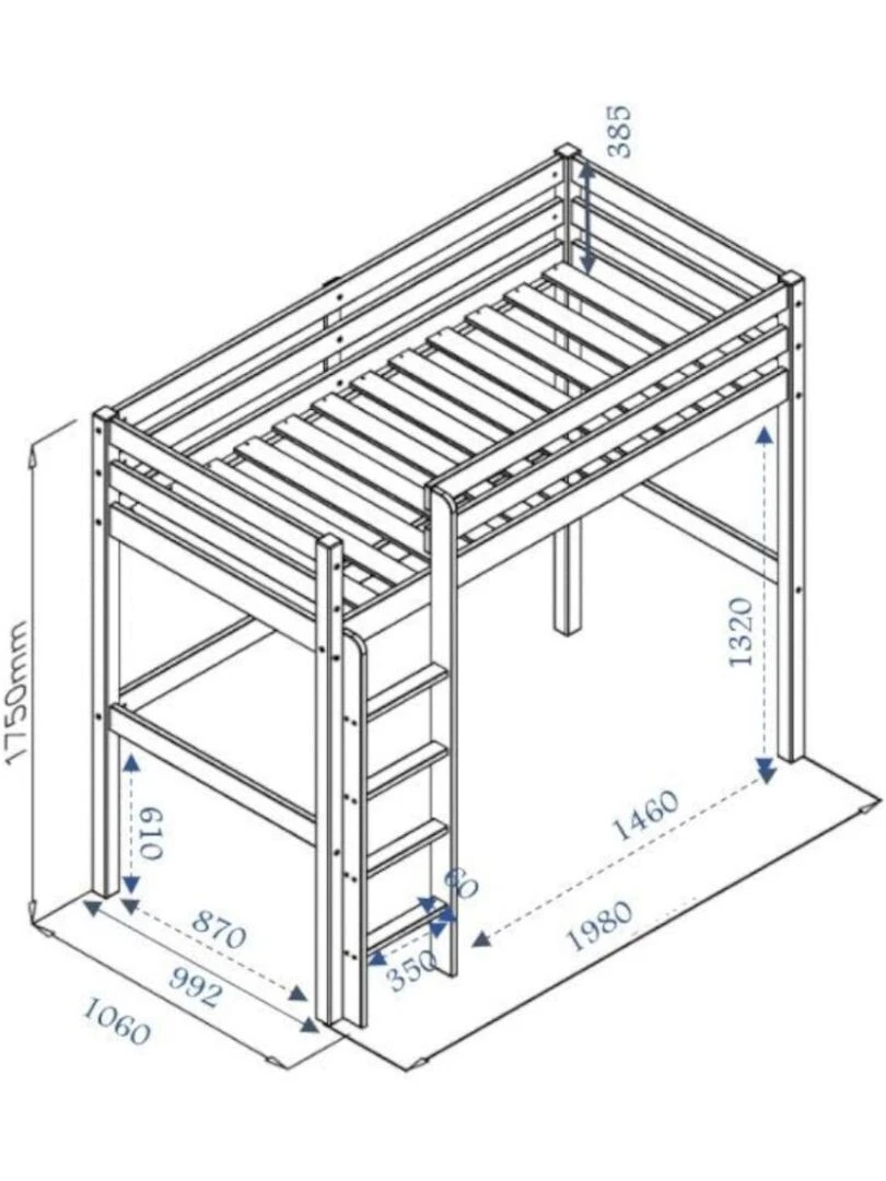 Pack lit mezzanine avec matelas Aaron   AKITEN RETAIL   Blanc Blanc