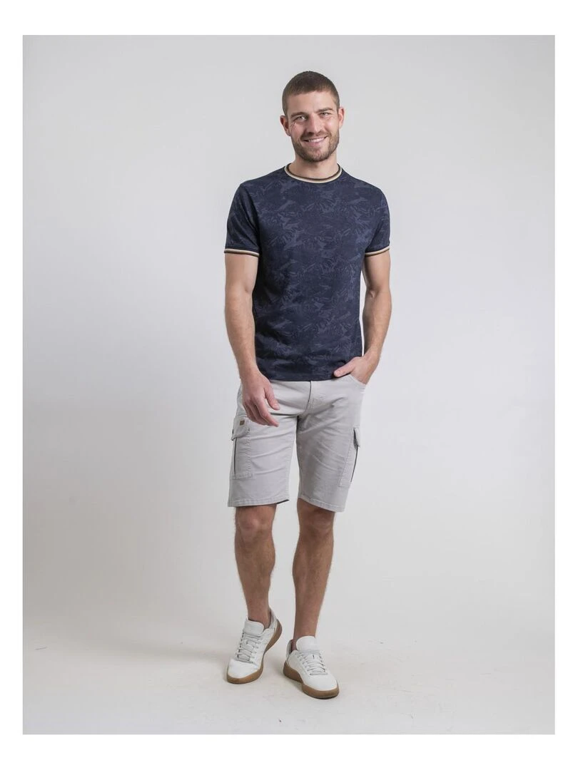 T shirt col rond pur coton NADOMAX   Bleu marine