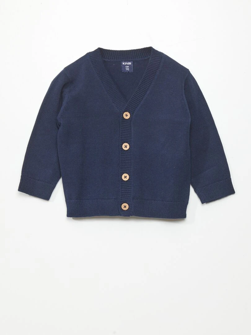 Gilet à col V en maille légère Bleu