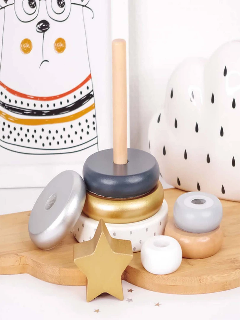 Jouet En Bois   Pyramide À Empiler En Or  Étoile   N/A