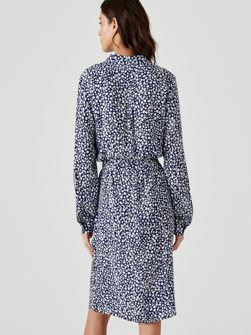 Robe chemise petites fleurs   Damart   Bleu nuit