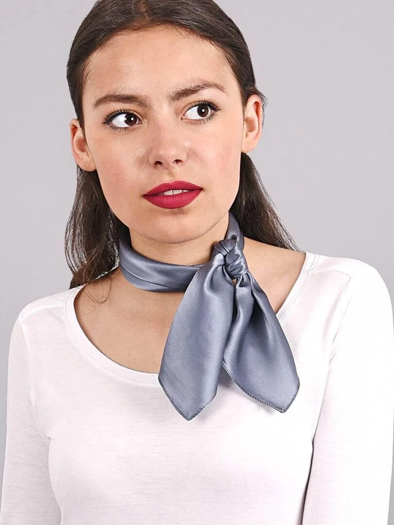 Carré de soie Piccolo uni Gris