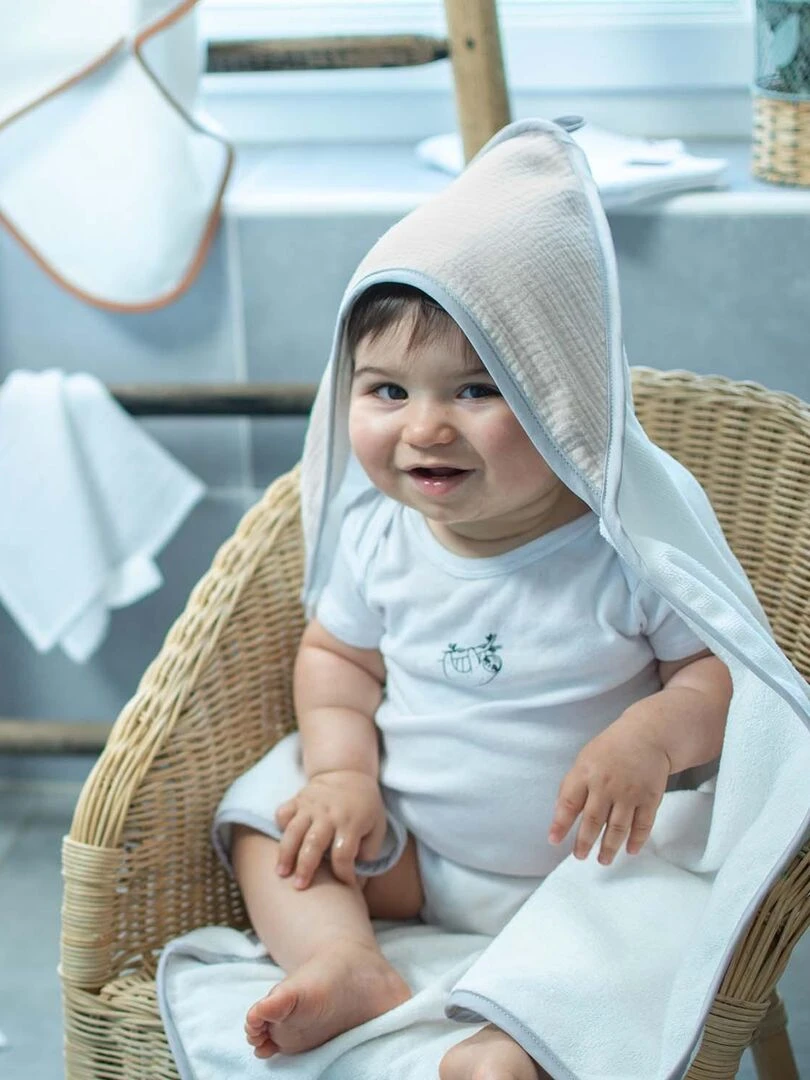 Cape de bain en gaze de coton  Jeanne   Beige