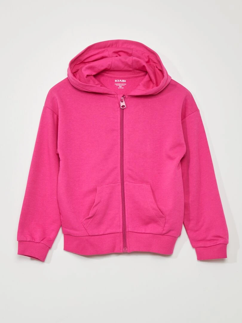 Sweat zippé en french terry Rose fuchsia