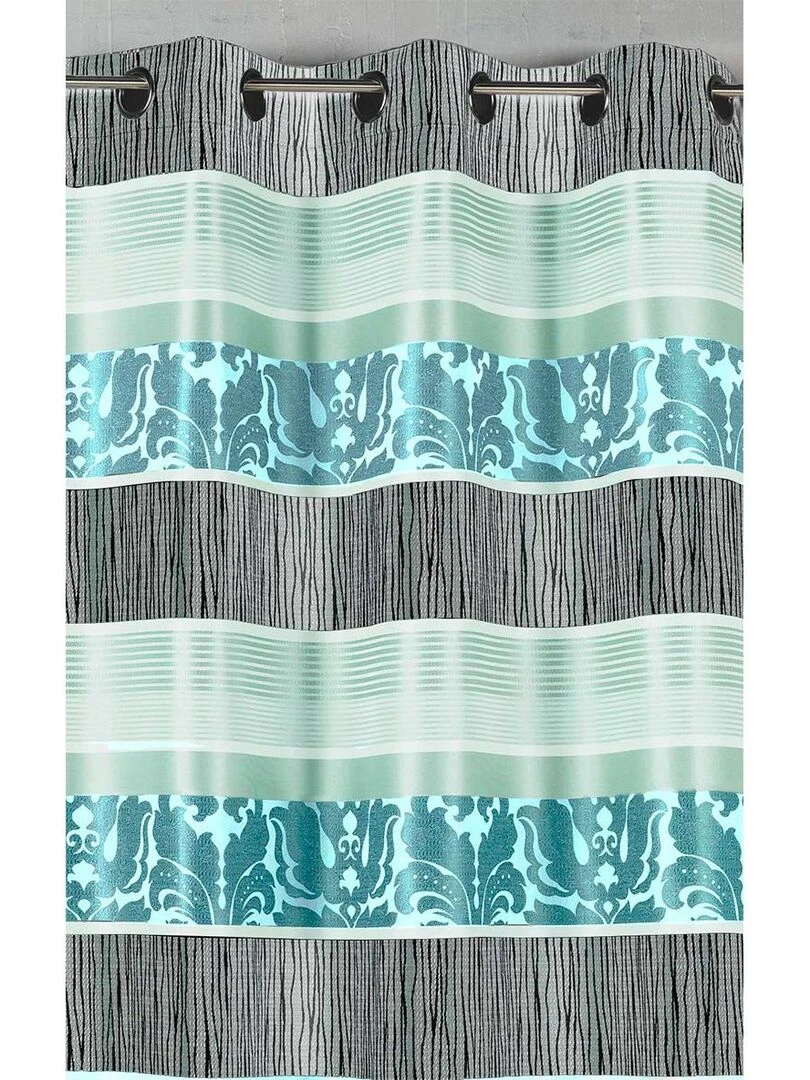 Rideau en jacquard à rayures horizontales colorées Bleu