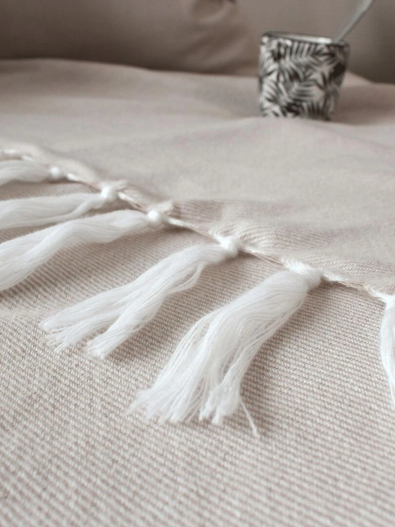 Couverture en jacquard Beige