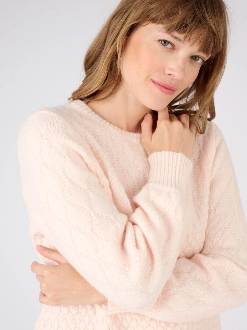 Pull maille fantaisie Thermolactyl Damart Rose pâle