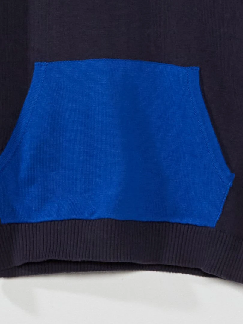 Pull en maille légère avec poche kangourou Bleu