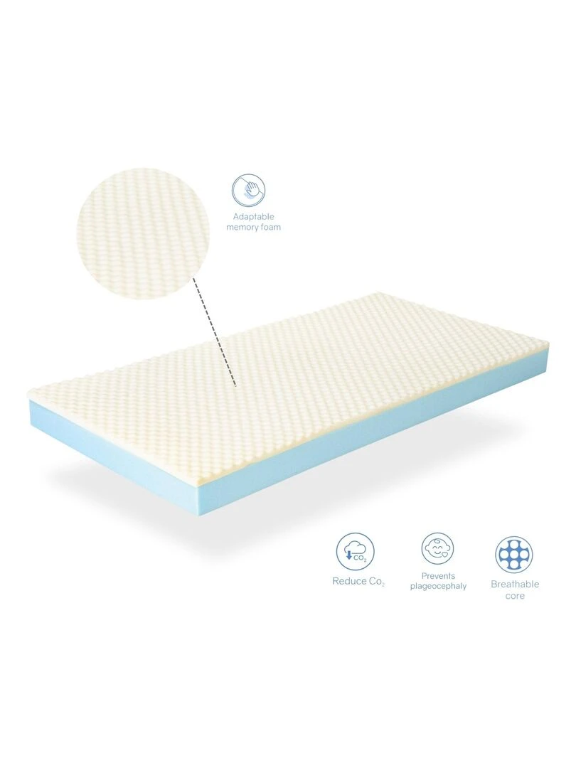 Matelas bebe  BABY BORN épaisseur 11 CM mémoire de forme  déhoussable   Blanc Gris