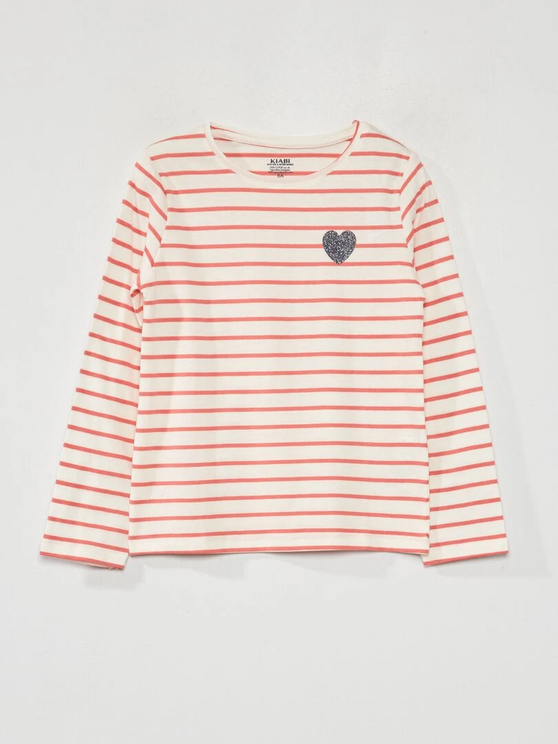 T shirt à 'rayures' Rose/blanc
