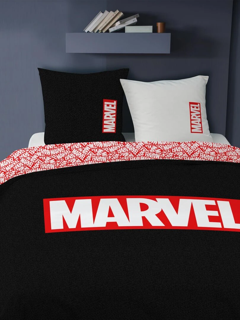 Parure de lit imprimée 100% coton  MARVEL HOME IDENTITY   Noir Rouge