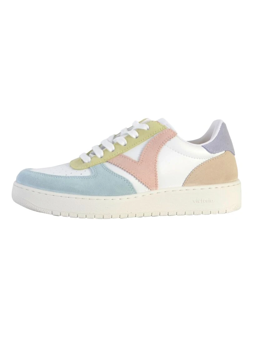 Basket Cuir Plate Victoria Multicolore