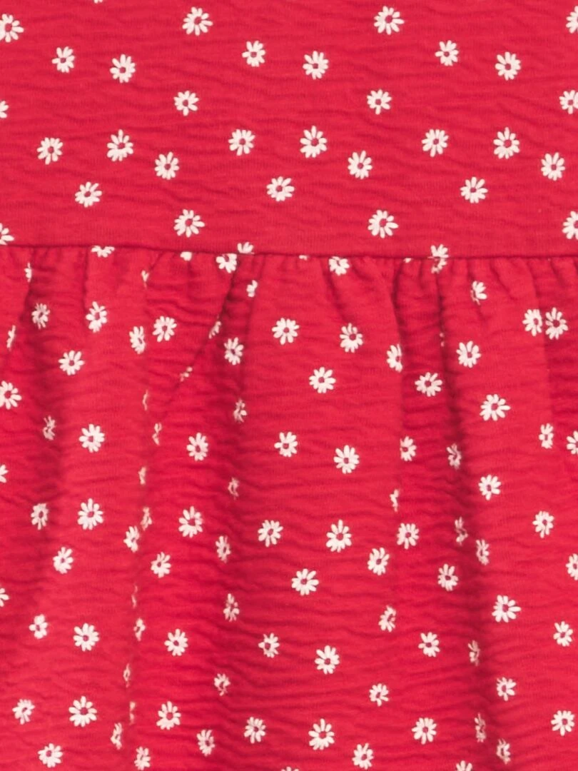 Robe en maille froissée à col claudine   Rouge