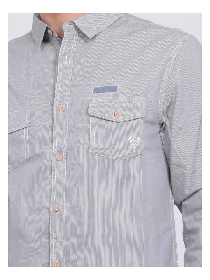 Chemise manches longues pur coton TELWIS   Gris
