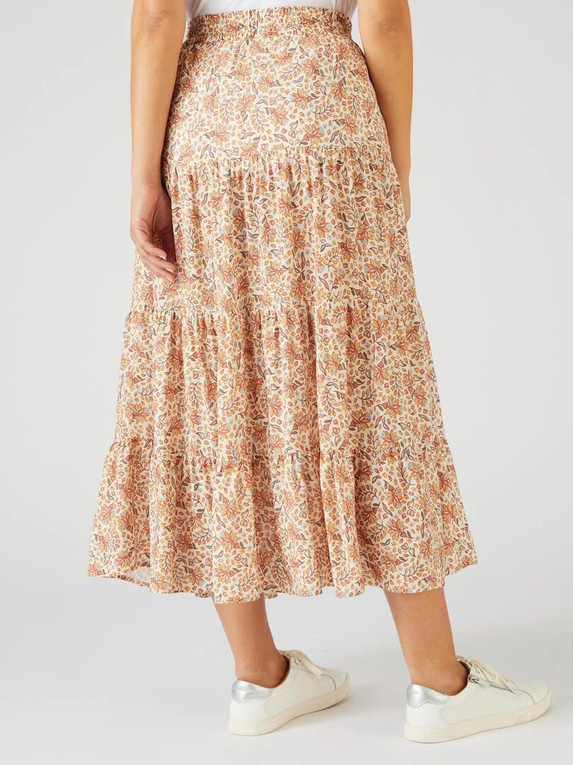 Jupe longue à volants fibres Lenzing(TM) EcoVero(TM)   Damart   Beige