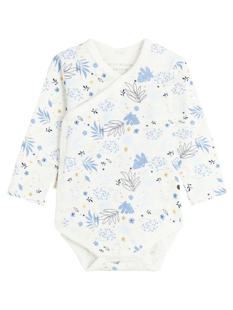 Lot de 2 bodies bébé manches longues ouverture croisée Luna Ecru