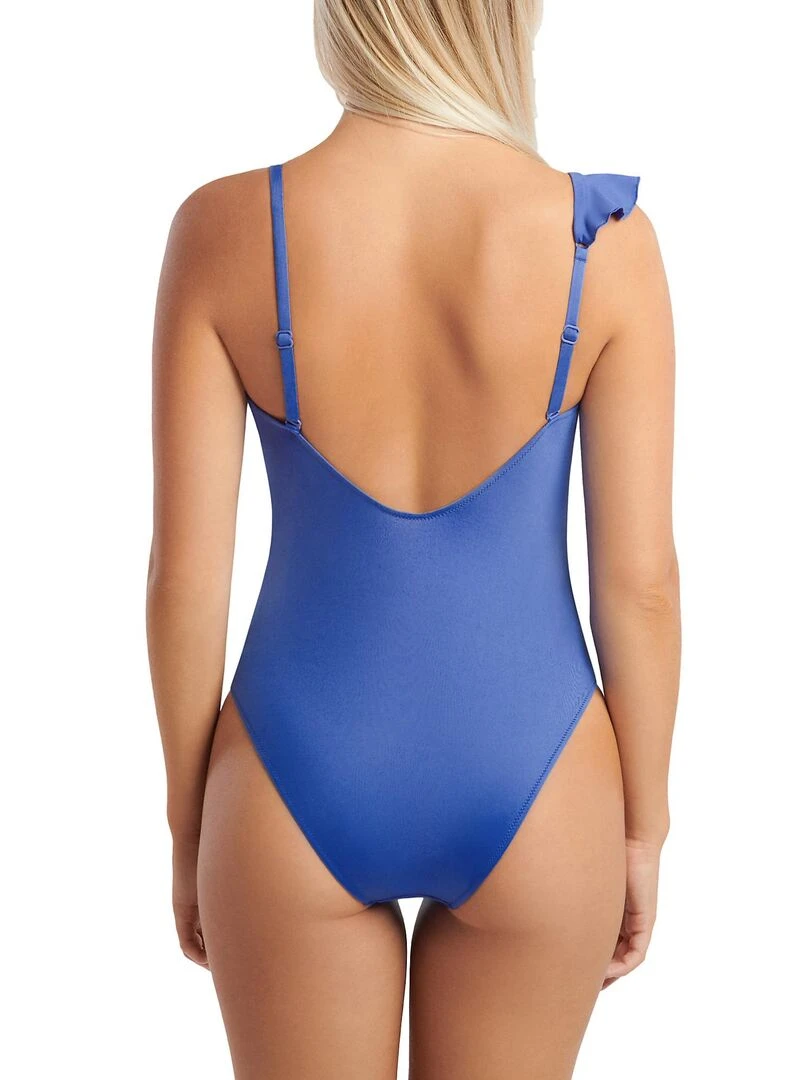 Maillot de bain une pièce échancré sans armatures multipositions Kenya Bleu