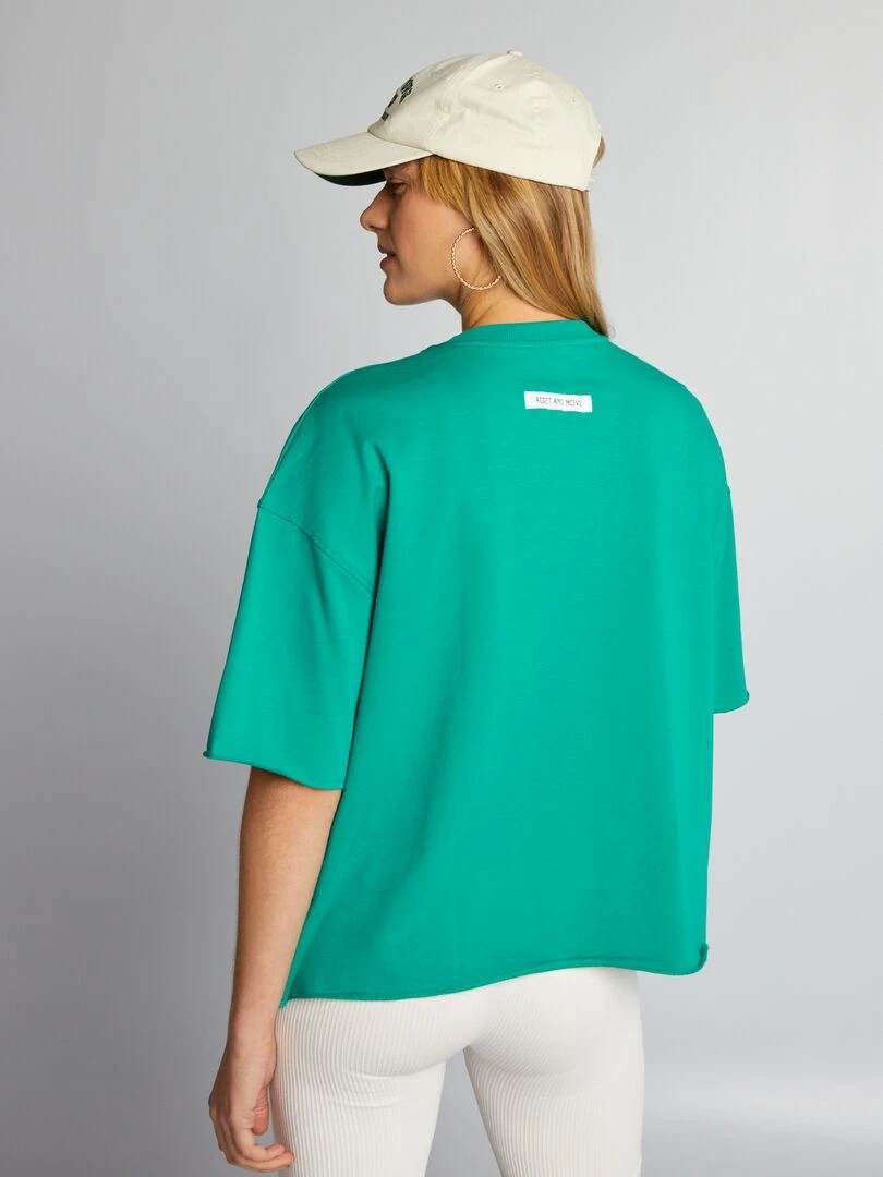T shirt en coton à col rond   Vert