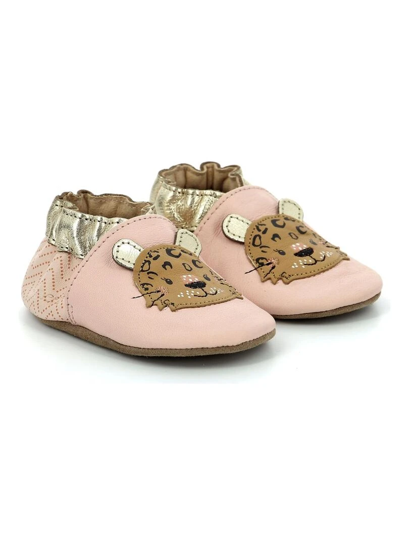Chausson Cuir Junior Robeez Leopardo Rose
