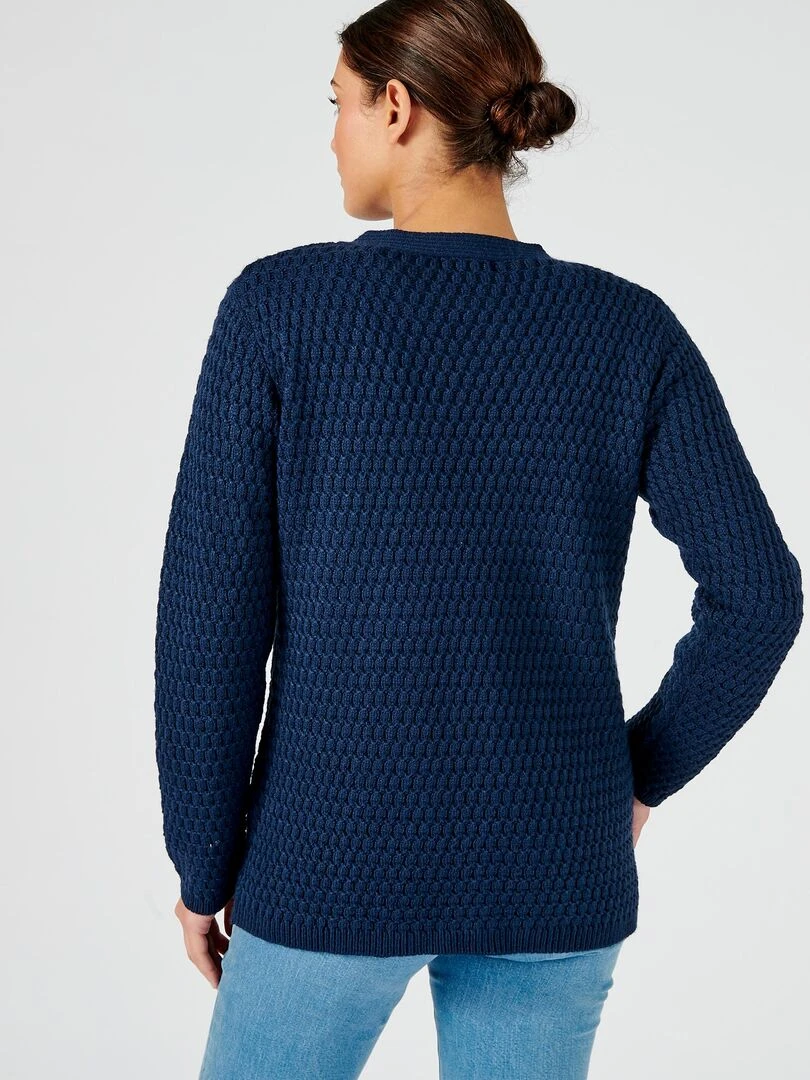 Gilet maille fantaisie   Damart   Bleu marine