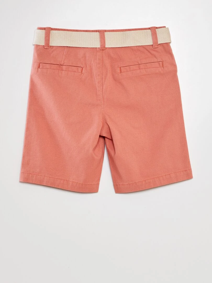 Short chino + ceinture saumon
