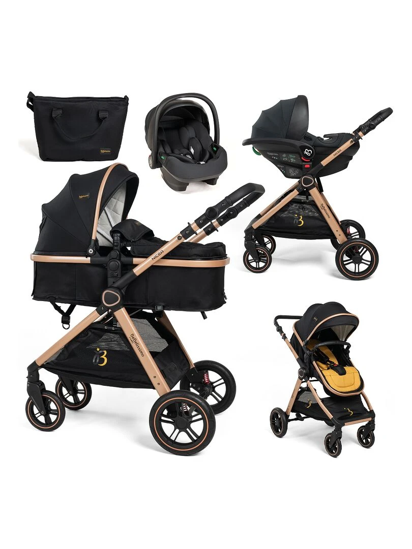 BEBELISSIMO Poussette combinée trio 3 en 1 siège auto I size 40 87cm – 0 22kg Nicea gold Noir Doré