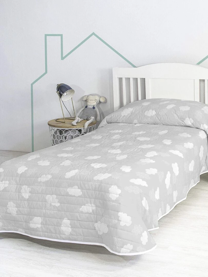 Couvre lit Clouds "Happyfriday" Gris
