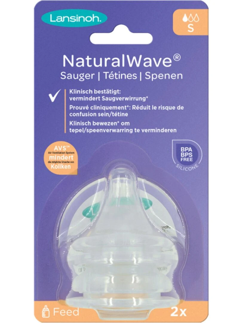 Lot de 2 tétines Natural Wave® spécial allaitement débit lent   Blanc