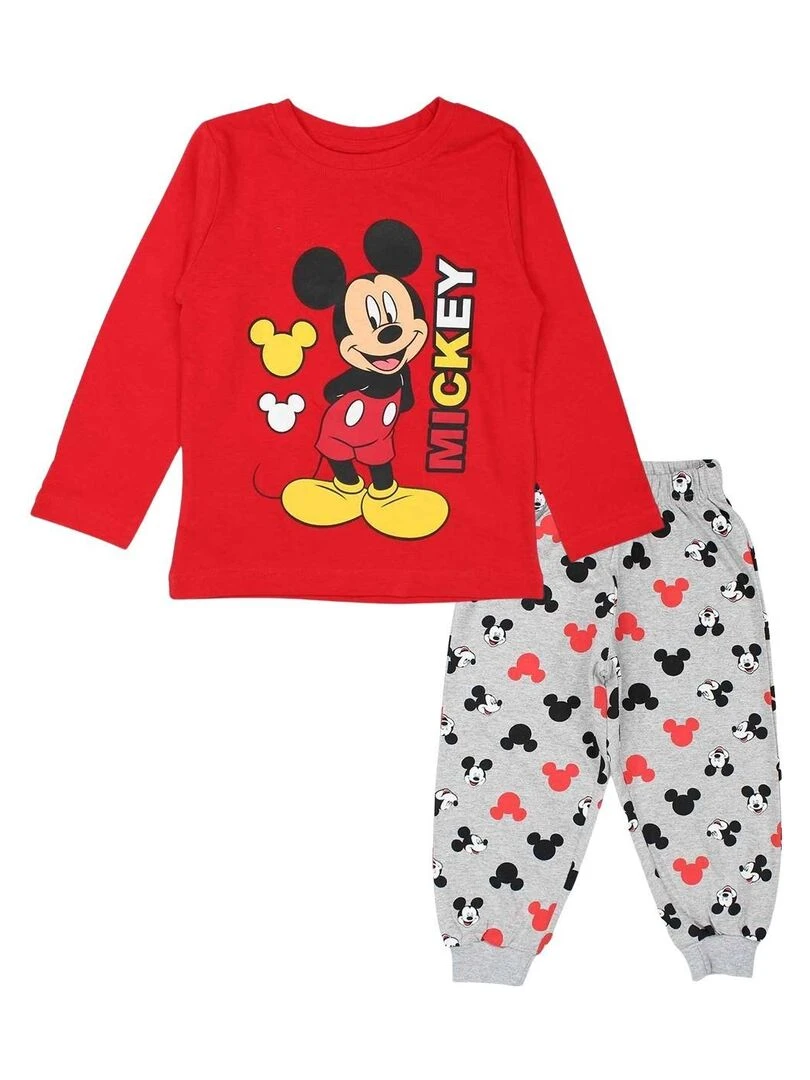 Disney Pyjama garçon imprimé Mickey en coton Rouge