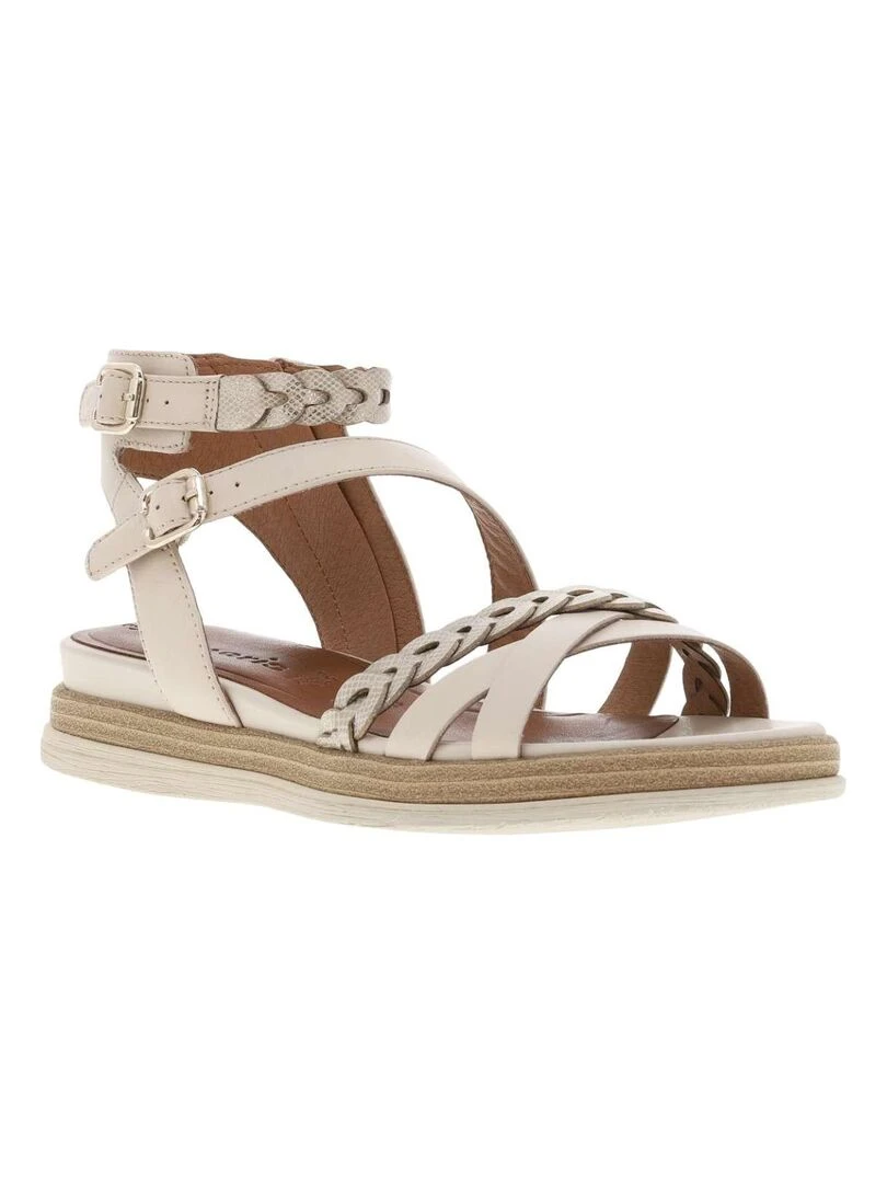 TAMARIS Nu pieds talon compensé bas Ivoire