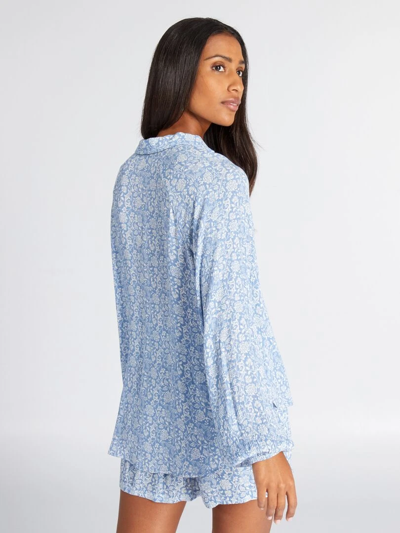 Blouse fluide imprimé cachemire   Bleu