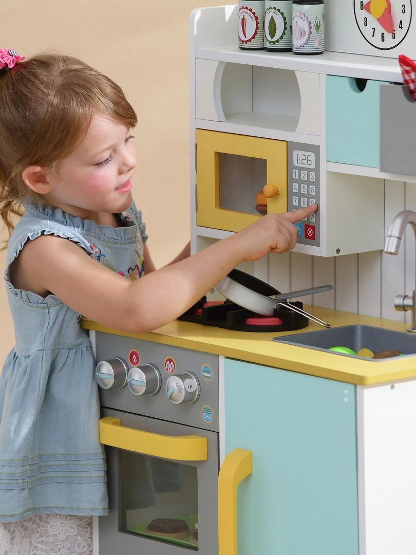 Cuisine enfant en bois 5 accessoires dinette fille garçon Teamson Kids Florence Bleu jaune   N/A