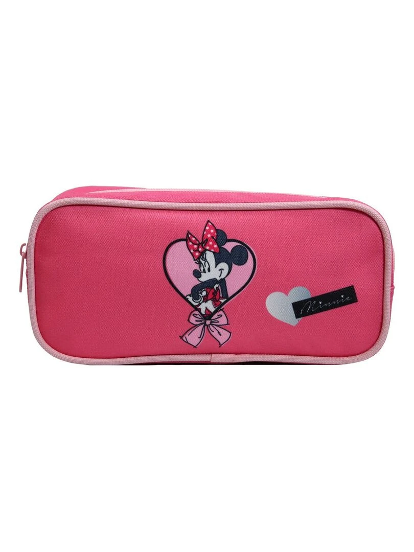 Trousse scolaire rectangulaire Disney Minnie Coeur Rose Bagtrotter Rose