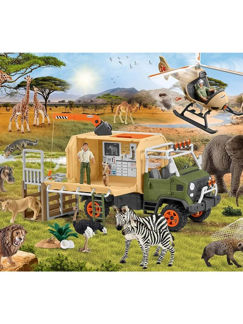 Puzzle 60 pièces avec 2 figurines Schleich : Sauvetage d'animaux aventureux   N/A