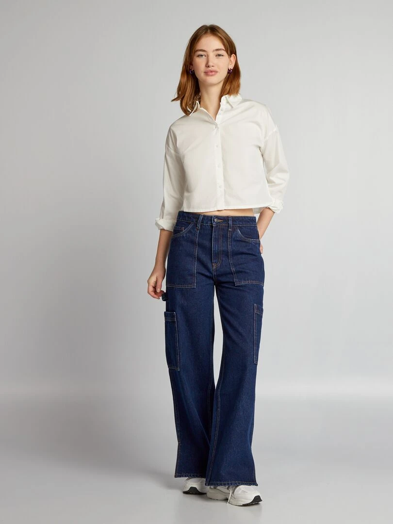 Chemise cropped en popeline blanc