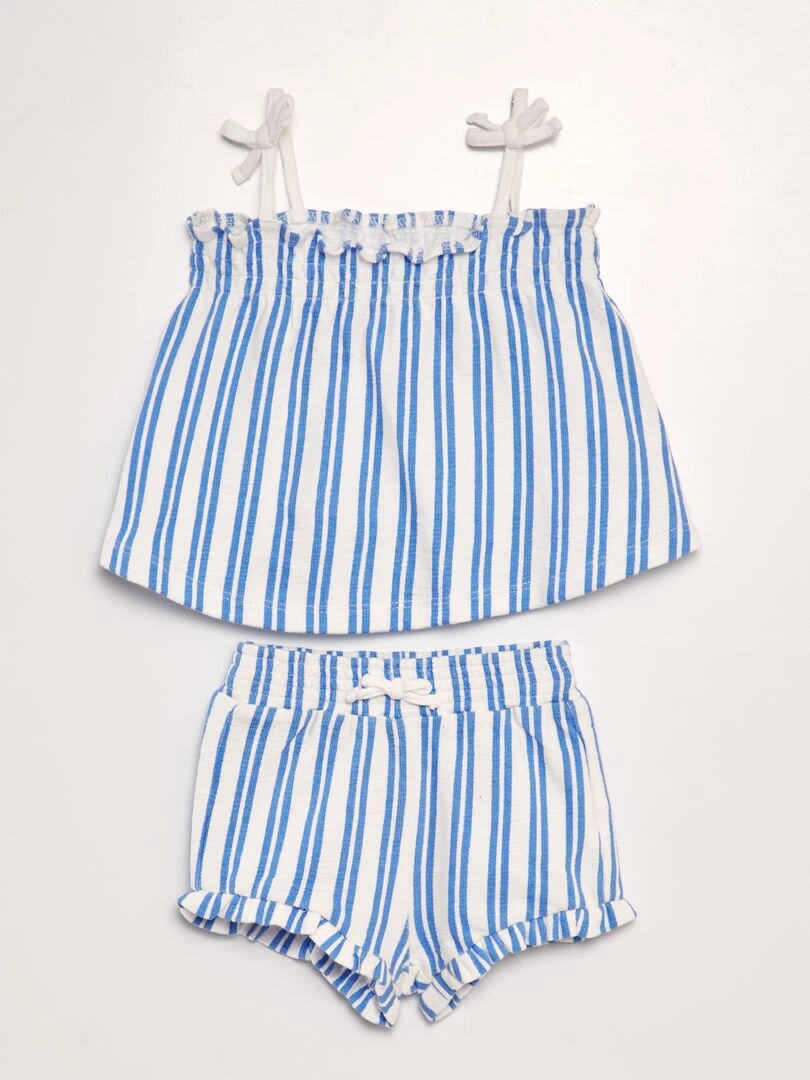 Ensemble short + débardeur imprimé 2 pèces Blanc