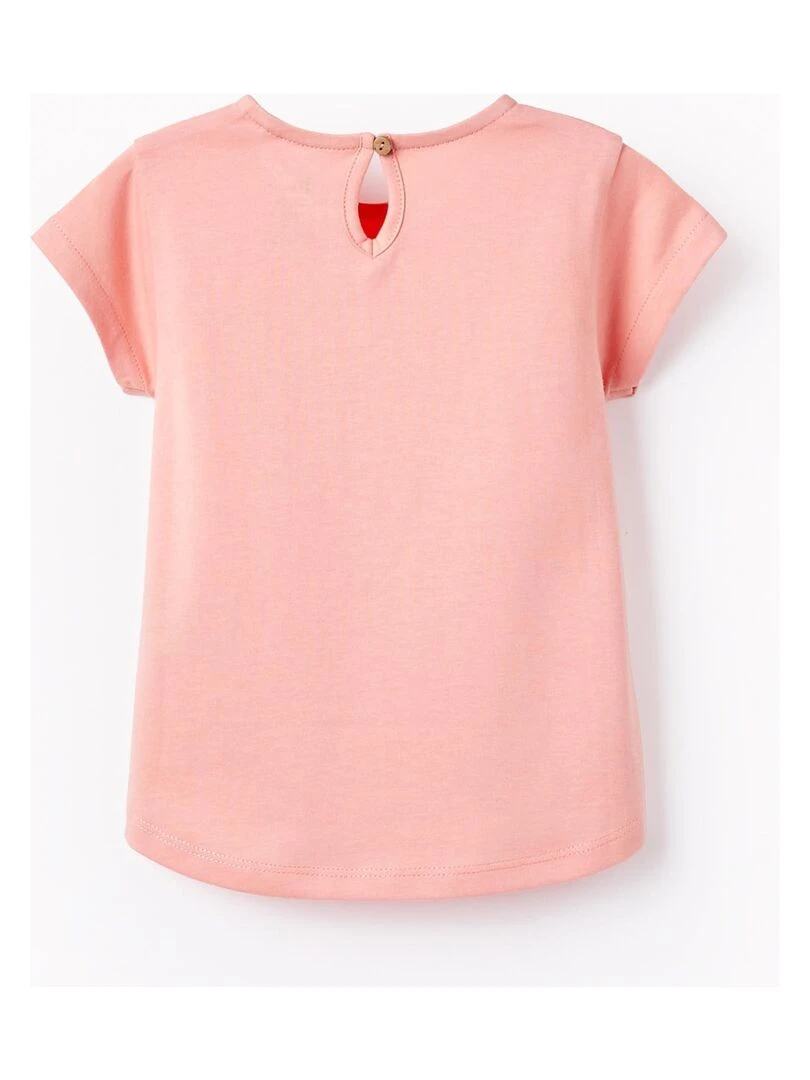 T Shirt De Coton Pour Bébé Fille 'Tropics' manches courtes Rose