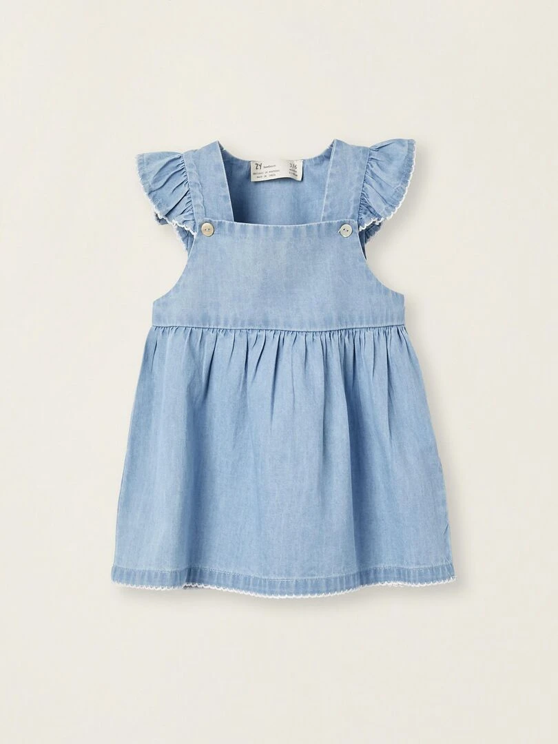 Robe en jean en coton pour nouveau né manches courtes NATURE TAKEOVER Bleu clair
