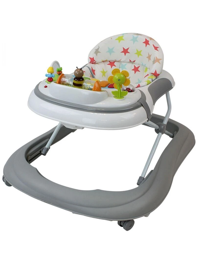 Trotteur bébé évolutif musical pliable réglable en hauteur Monsieur Bébé Gris