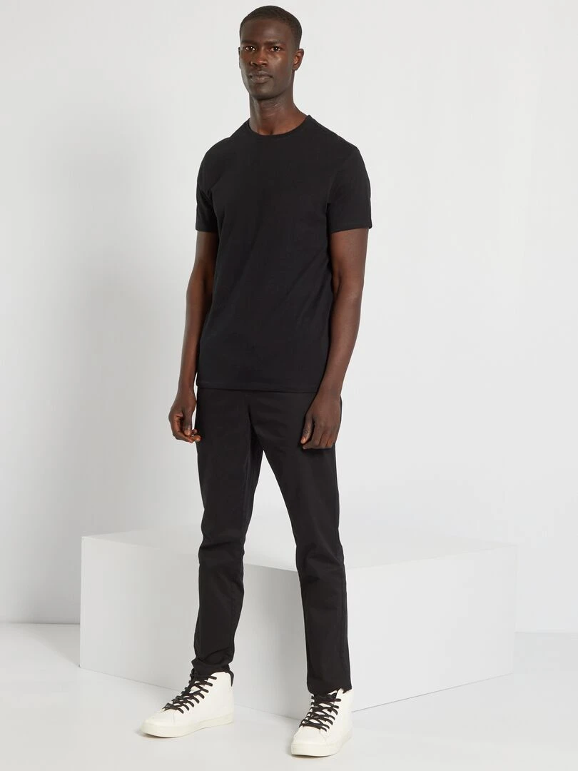 T shirt droit en jersey uni noir