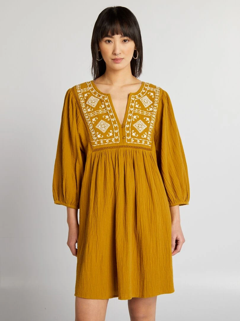 Robe avec broderie Vert