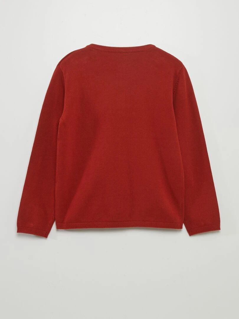 Pull à col tunisien boutonné   Bordeau