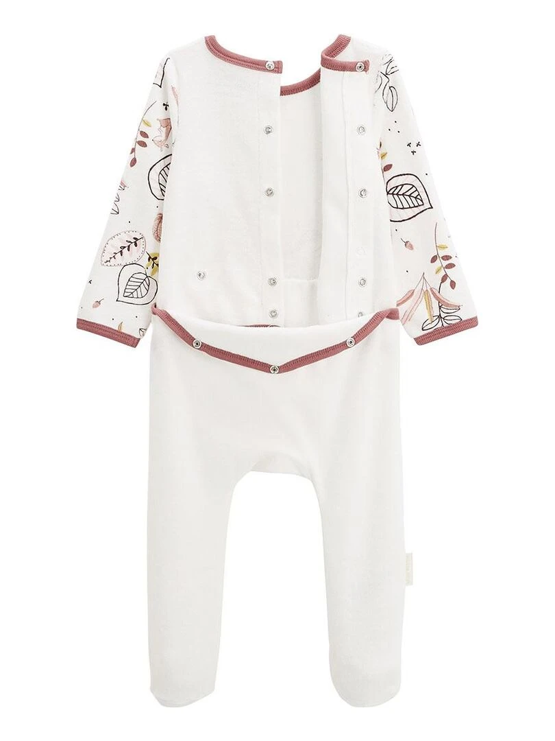 Pyjama bébé en velours Léonie   Ecru