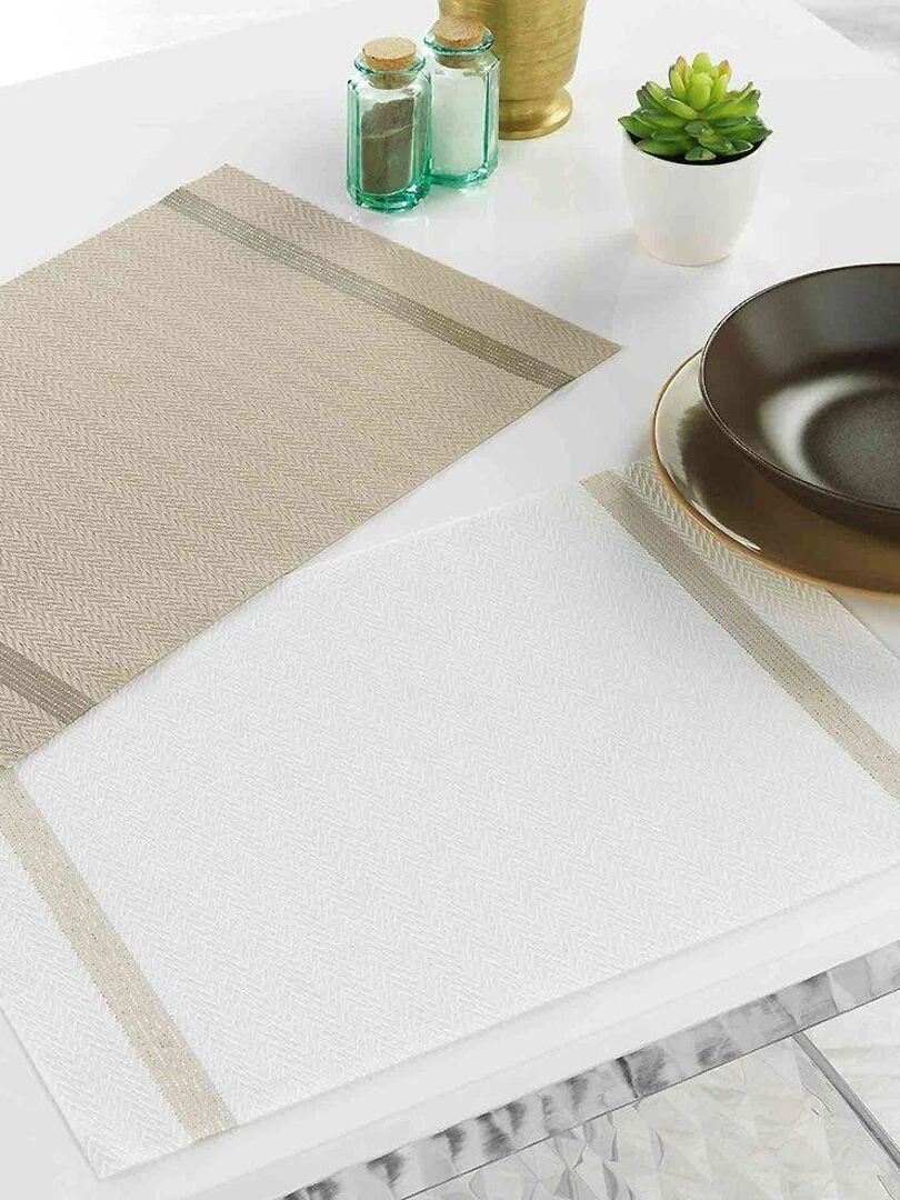 Lot de 6 sets de table Goldira blanc   Blanc