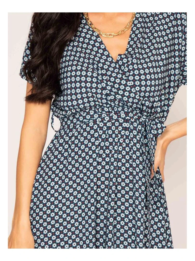 Robe longue motifs ICARE   Bleu marine