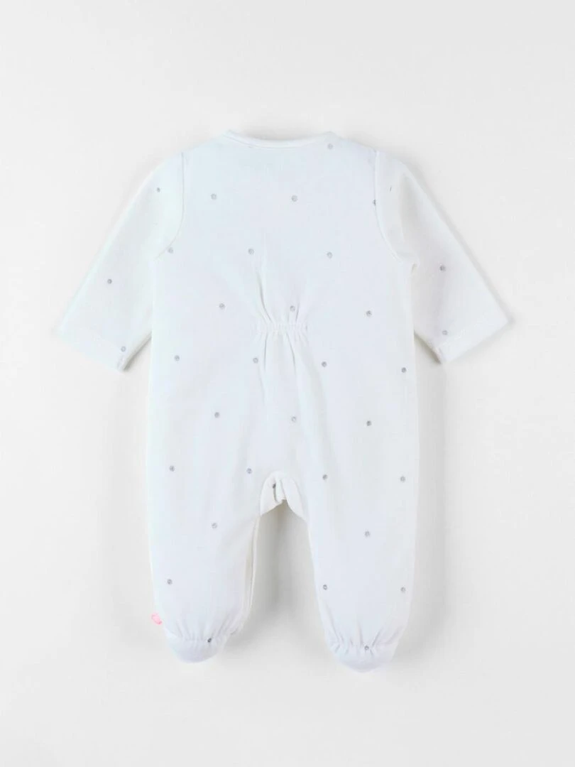 Pyjama 1 pièce hérisson en velours écru/petits pois Noukie's Blanc