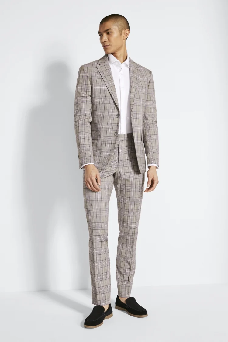 Tailored Fit Blue Check Stretch Jacket   Buy Online at Moss