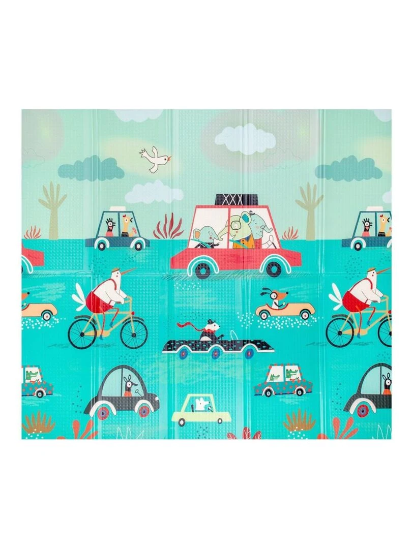 Tapis d'Eveil Pliable Réversible Bébé PREMIUM Mer & Voiture par K Beige