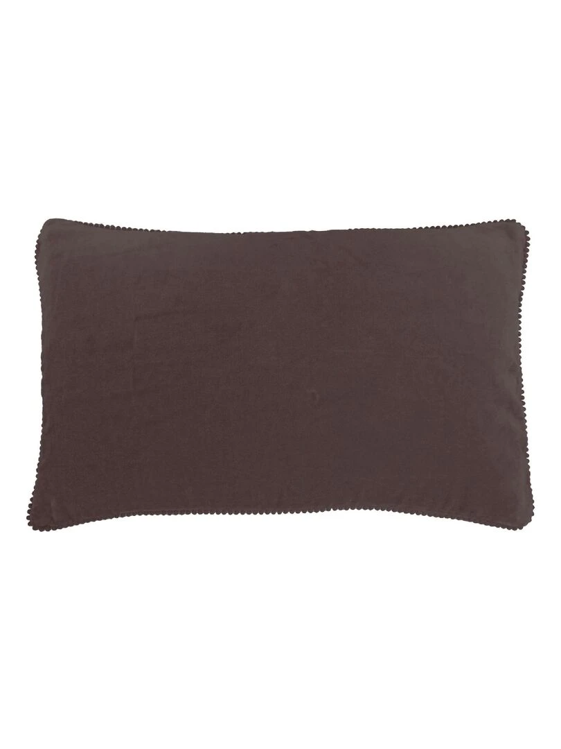 Coussin en velours avec contour perlé 'Deko&co' Marron chocolat