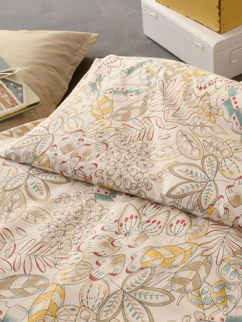 Housse de couette enfant au style végétal   Ecru